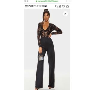 Black lace plunge jumpsuit
